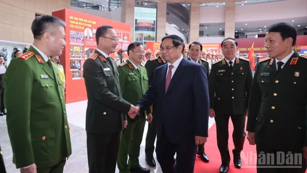 Thủ tướng Chính phủ Phạm Minh Chính tới dự và chỉ đạo Hội nghị Công an toàn quốc lần thứ 81. (Ảnh: TRẦN HẢI)