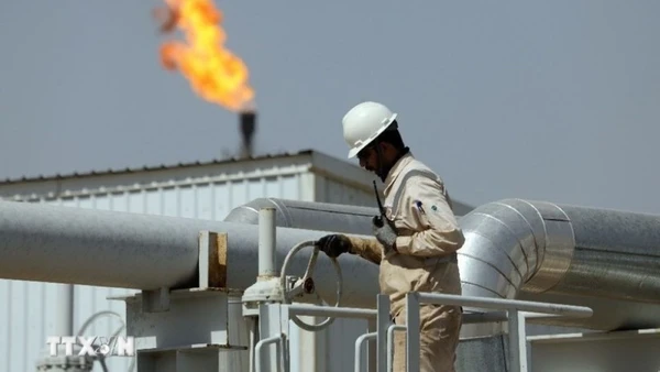 Công nhân làm việc tại một nhà máy lọc dầu. (Ảnh: THX/TTXVN)