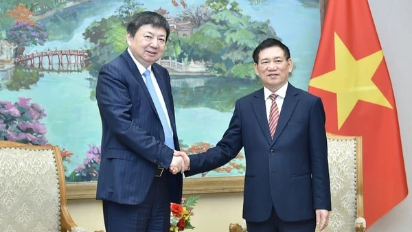 Phó Thủ tướng Chính phủ Hồ Đức Phớc tiếp Chủ tịch Hội đồng Quản trị Tập đoàn Hoa Thiết (Trung Quốc) Dương Vệ Đông. (Ảnh: Báo điện tử Chính phủ)