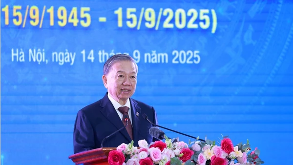 Tổng Bí thư Tô Lâm phát biểu tại Lễ đón nhận Huân chương Hồ Chí Minh và kỷ niệm 80 năm Ngày truyền thống Thông tấn xã Việt Nam(15/9/1945-15/9/2025). Ảnh: Lâm Khánh/TTXVN