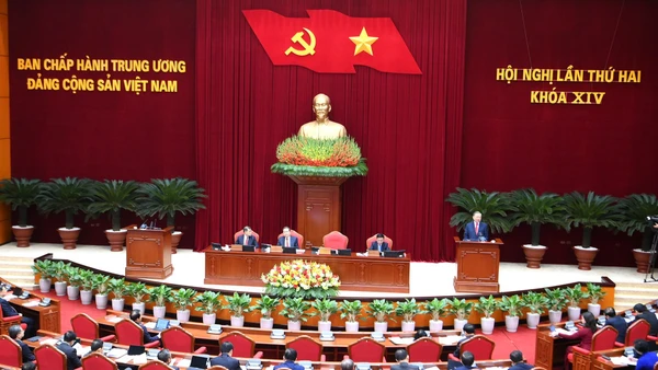 Khai mạc Hội nghị lần thứ 2 Ban Chấp hành Trung ương Đảng khóa XIV. (Ảnh: ĐĂNG KHOA)