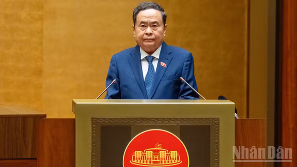 Chủ tịch Quốc hội Trần Thanh Mẫn phát biểu khai mạc Kỳ họp không thường lệ thứ nhất, Quốc hội khóa XVI. (Ảnh: DUY LINH)