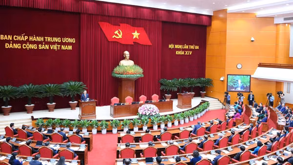 Hội nghị lần thứ ba Ban Chấp hành Trung ương Đảng Cộng sản Việt Nam khóa XIV. (Ảnh: ĐĂNG KHOA)