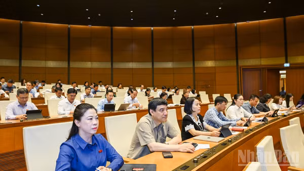 Quốc hội làm việc tại hội trường. (Ảnh: DUY LINH)