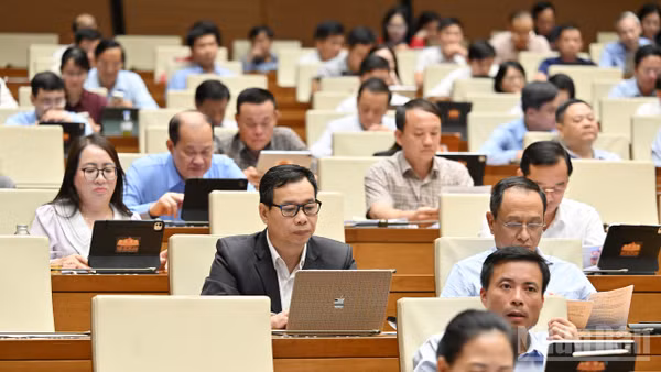 Quốc hội thảo luận ở hội trường về dự án Luật Dầu khí (sửa đổi). (Ảnh: THỦY NGUYÊN)