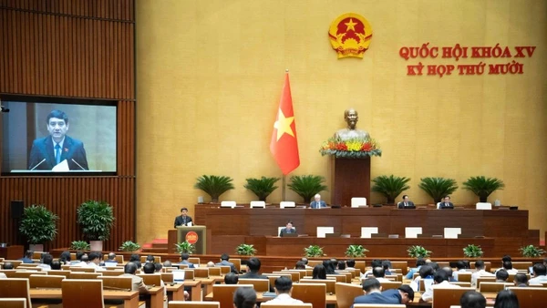 Quốc hội làm việc tại hội trường. (Ảnh: QH