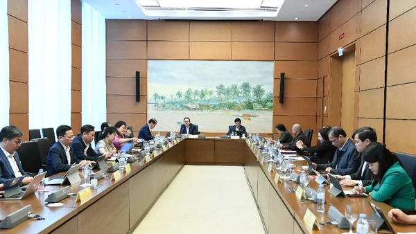 Đại biểu Quốc hội thảo luận tại tổ về dự án Luật sửa đổi, bổ sung một số điều của Luật Lý lịch tư pháp. (Ảnh: DUY LINH)