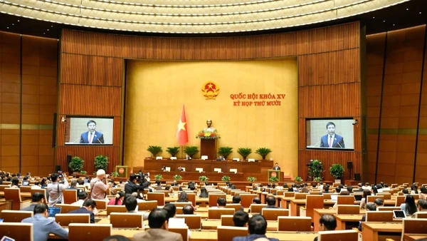 Quốc hội làm việc tại hội trường nghe Tờ trình của Chính phủ và Báo cáo thẩm tra của Uỷ ban Kinh tế và Tài chính về dự án Luật Quy hoạch (sửa đổi). (Ảnh: DUY LINH)