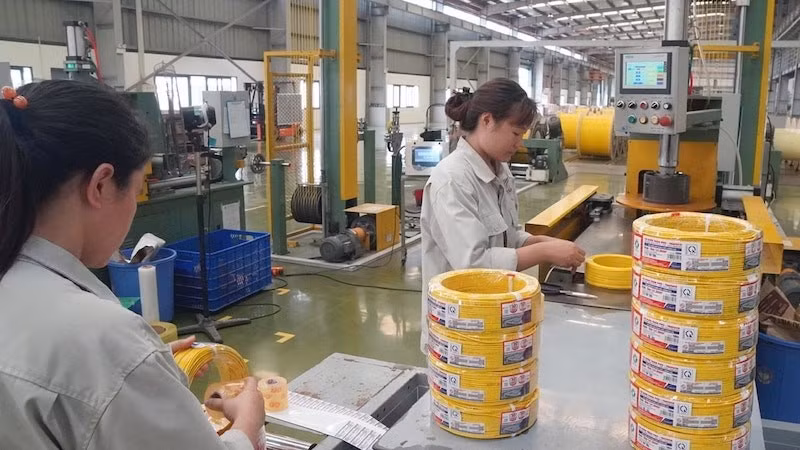 Sản xuất các sản phẩm tại Nhà máy dây và cáp điện Trần Phú, thành phố Hải Phòng. (Ảnh ĐĂNG ANH)