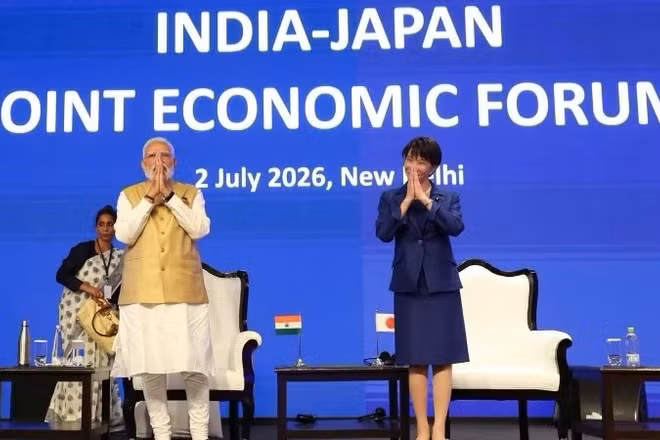 Thủ tướng Ấn Độ Narendra Modi và người đồng cấp Nhật Bản Sanae Takaichi. (Nguồn: Văn phòng Thủ tướng Ấn Độ)