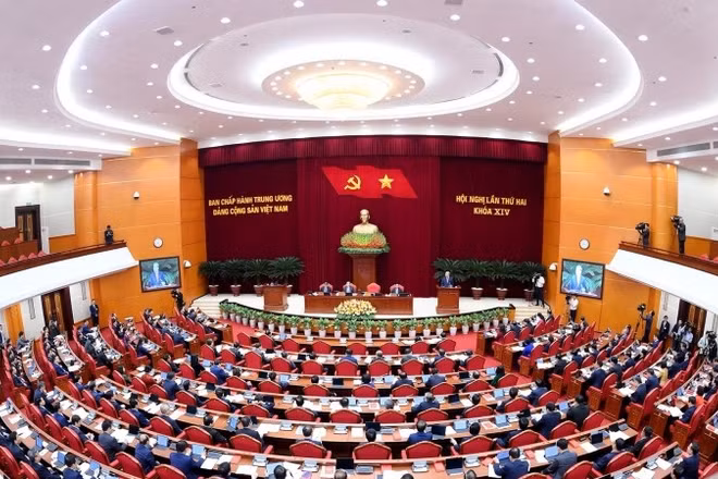 Quang cảnh phiên khai mạc Hội nghị lần thứ hai Ban Chấp hành Trung ương Đảng Cộng sản Việt Nam khóa XIV. (Ảnh: Đăng Khoa/Báo Nhân Dân)
