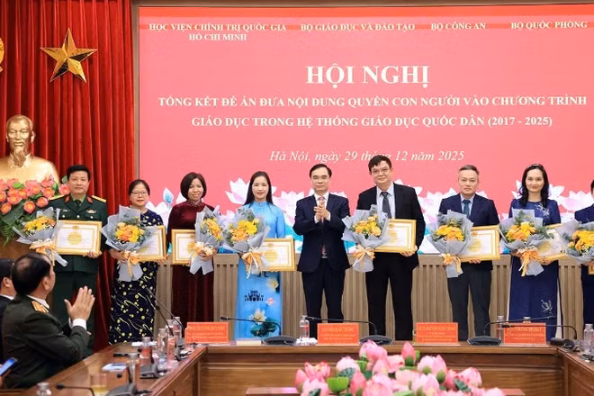Các cá nhân, đơn vị được khen thưởng trong việc đưa nội dung quyền con người vào chương trình giáo dục trong hệ thống giáo dục quốc dân.
