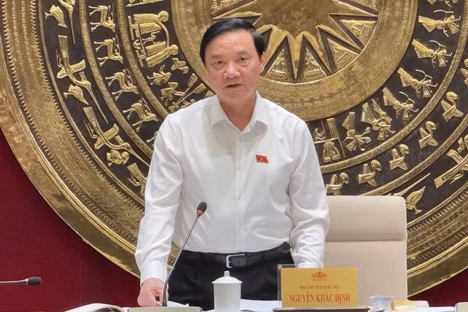 Phó Chủ tịch Quốc hội Nguyễn Khắc Định phát biểu chỉ đạo cuộc họp. (Ảnh: Hải Ngọc/TTXVN)