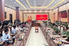 Thiếu tướng Nguyễn Minh Tuấn, Giám đốc Công an tỉnh Phú Thọ chủ trì thông tin một số vụ án trọng điểm mà Công an Phú Thọ triệt phá trong thời gian qua.
