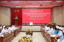 Tổng Bí thư Tô Lâm làm việc với Ban Thường vụ Tỉnh ủy Kiên Giang và Thường trực Tỉnh ủy An Giang. (Ảnh: Thống Nhất/TTXVN)