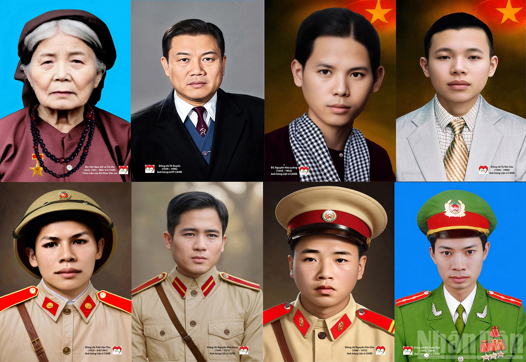 8 di ảnh của 8 Anh hùng liệt sĩ Lực lượng vũ trang Công an nhân dân được phục dựng màu lần này được trao tặng tới các bảo tàng. ndo_br_8-di-anh-bieu-tuong-80-nam.jpg