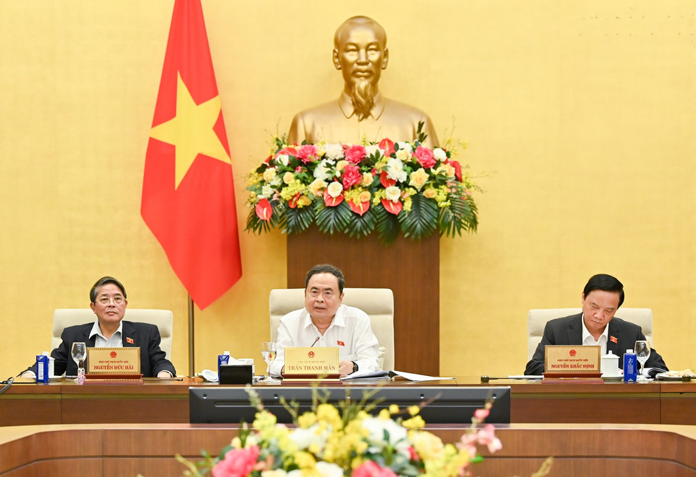 Chủ tịch Quốc hội Trần Thanh Mẫn phát biểu ý kiến tại phiên họp. (Ảnh: Duy Linh) bnd-6451.jpg