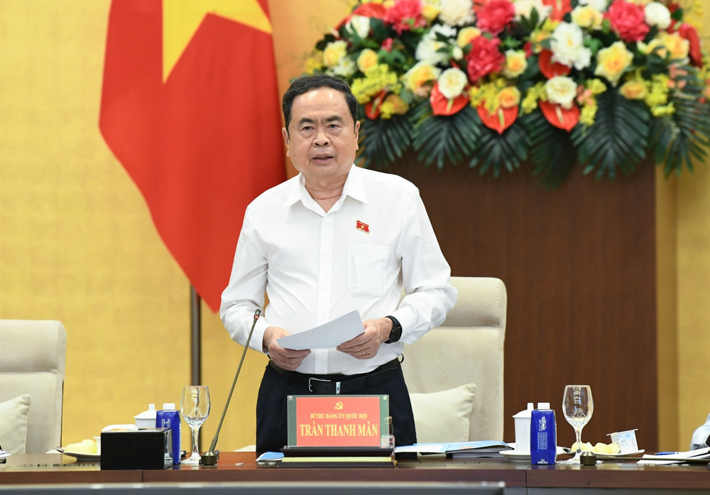 Chủ tịch Quốc hội Trần Thanh Mẫn phát biểu ý kiến tại cuộc họp. (Ảnh: DUY LINH) 1-8499.jpg