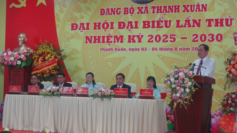 Chủ tịch Quốc hội Trần Thanh Mẫn phát biểu chỉ đạo tại Đại hội Đảng bộ xã Thạnh Xuân, thành phố Cần Thơ.