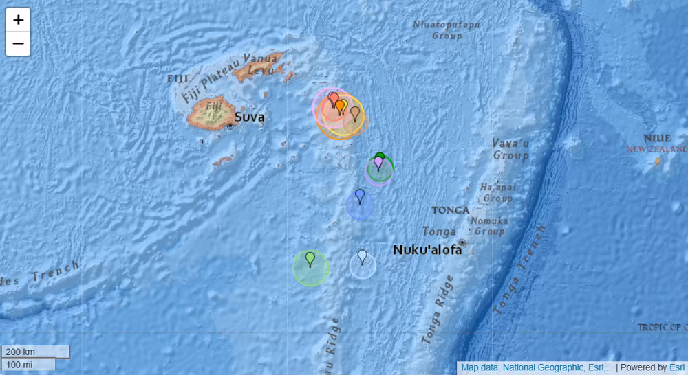 Ảnh chụp màn hình từ Earthquaketrack.