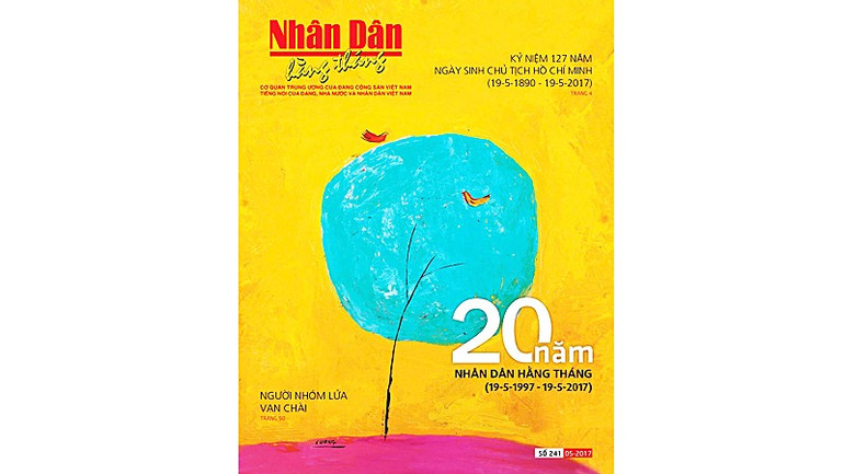 Tranh bìa họa sĩ Lê Thiết Cương vẽ tặng báo Nhân Dân hằng tháng nhân sự kiện 20 năm của báo. 173.jpg