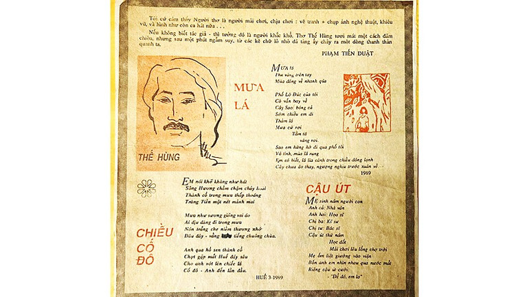 Nhà thơ Phạm Tiến Duật giới thiệu thơ Thế Hùng trên báo Hà Nội mới năm 1990. Ảnh tư liệu 123.jpg