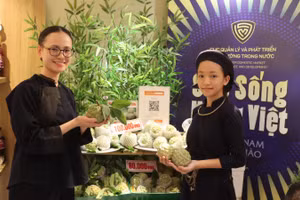 Chương trình "Sức sống hàng Việt" là cơ hội để địa phương quảng bá hình ảnh, giới thiệu những sản phẩm đặc trưng và sản phẩm OCOP tới người tiêu dùng Thủ đô. (Ảnh: BẢO TRUNG)