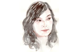 Ký họa chân dung nhà thơ Đào Phong Lan của họa sĩ Đỗ Hoàng Tường.