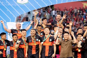Ninh Bình FC vô địch giải hạng Nhất đầy thuyết phục. Ảnh | NBFC
