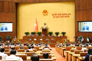 Toàn cảnh phiên thảo luận tại hội trường về bảo vệ môi trường tại kỳ họp thứ mười, Quốc hội khóa XV.