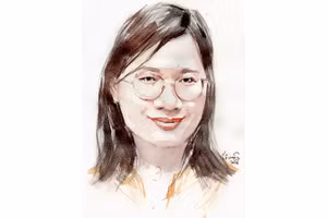 Ký họa chân dung nhà thơ Lương Kim Phương của họa sĩ Đỗ Hoàng Tường