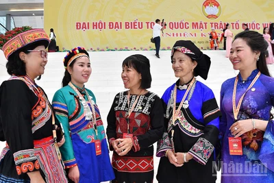 Các đại biểu từ khắp mọi miền đất nước về dự Đại hội đại biểu toàn quốc Mặt trận Tổ quốc Việt Nam lần thứ X. 