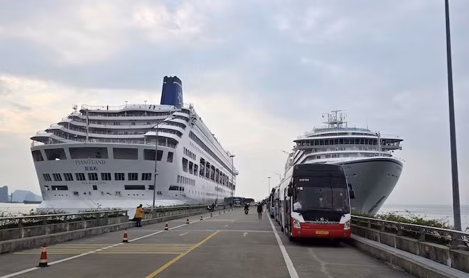 Hai tàu Seaborn Encore và Piano Land "Xông đất" Hạ Long trong ngày đầu tiên của năm mới Bính Ngọ 2026.