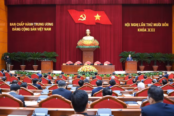 Phiên bế mạc Hội nghị lần thứ 14 Ban Chấp hành Trung ương Đảng khóa XIII. (Ảnh: ĐĂNG KHOA)