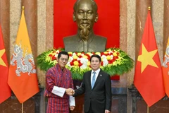 Chủ tịch nước Lương Cường hội đàm Quốc vương Bhutan Jigme Khesar Namgyel Wangchuck. (Ảnh: THỦY NGUYÊN)
