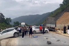 Hiện trường một vụ tai nạn giao thông tại thành phố Đà Nẵng. (Ảnh: TRẦN THI)