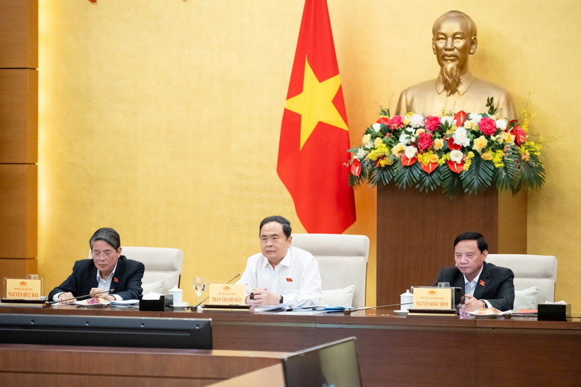 Chủ tịch Quốc hội Trần Thanh Mẫn phát biểu ý kiến tại phiên họp. (Ảnh: Duy Linh)