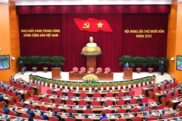 Quang cảnh Hội nghị lần thứ 14 Ban Chấp hành Trung ương Đảng khóa XIII. (Ảnh: ĐĂNG KHOA)