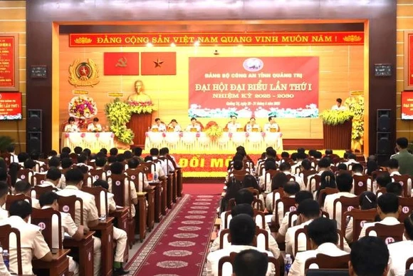 Quang cảnh Đại hội đại biểu Đảng bộ Công an tỉnh Quảng Trị lần thứ I, nhiệm kỳ 2025-2030.