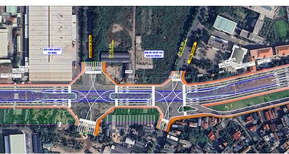 Phối cảnh cầu vượt trực thông trên tuyến đường Cổ Linh.