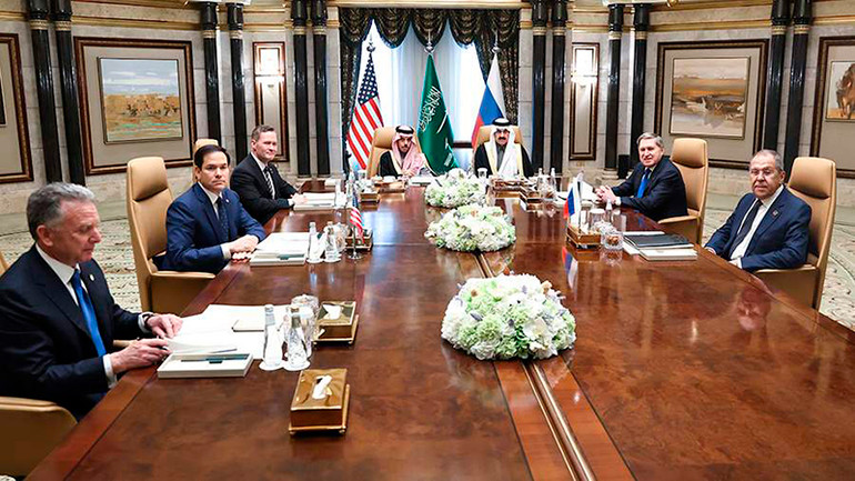 Đàm phán Nga-Mỹ ngày 18/2 tại thủ đô Riyadh của Saudi Arabia. (Ảnh: RIA Novosti)