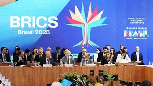 Các nhà lãnh đạo BRICS và đối tác tại Hội nghị thượng đỉnh Brazil. Ảnh: Sputnik Globe