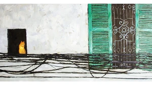 “Ngày thường” (70x170cm, 2026), tranh sơn dầu của Phạm Anh Tuấn.