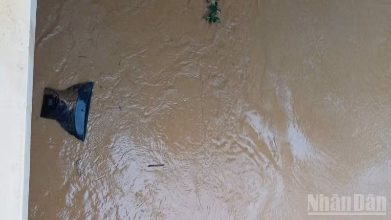Nước lũ cuốn trôi ti-vi của người dân.