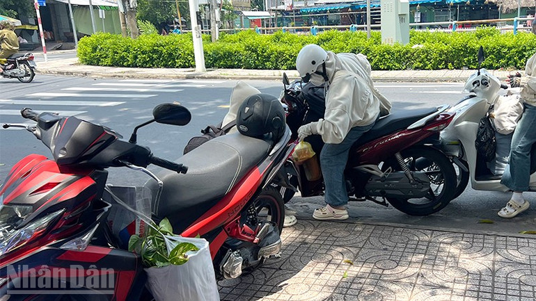 Xe gắn máy cũng là phương tiện được nhiều cán bộ, công nhân viên chức ở Cao Lãnh chọn đi làm việc tại phường Mỹ Tho. ndo_bl_xeclmt1.jpg