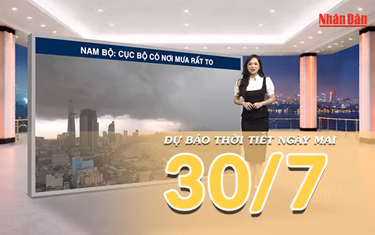 [Video] Dự báo thời tiết đêm nay và ngày mai ngày 30/7/2026: Mưa dông tiếp diễn trên nhiều khu vực, cảnh báo lũ quét và sạt lở đất