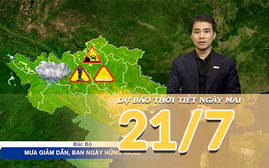[Video] Dự báo thời tiết đêm nay và ngày mai ngày 21/7/2026: Bắc Bộ giảm mưa, Nam Bộ có dông