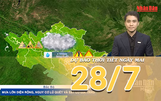 [Video] Dự báo thời tiết đêm nay và ngày mai ngày 28/7/2026: Mưa lớn diện rộng tại Bắc Bộ, Trung Bộ giảm nắng tăng mưa 