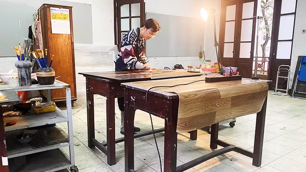 Phòng vẽ của thầy Đỗ Kỳ Huy. Ảnh: NVCC