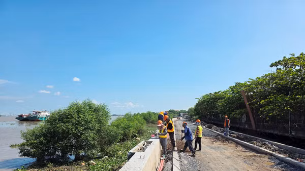 Công trường dự án chống ngập 10.000 tỷ đồng trước ngày hoàn thành. Ảnh: CK